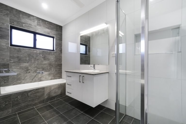 Modern bathroom With Floating Vanity — Renovation homes in Palmerston
